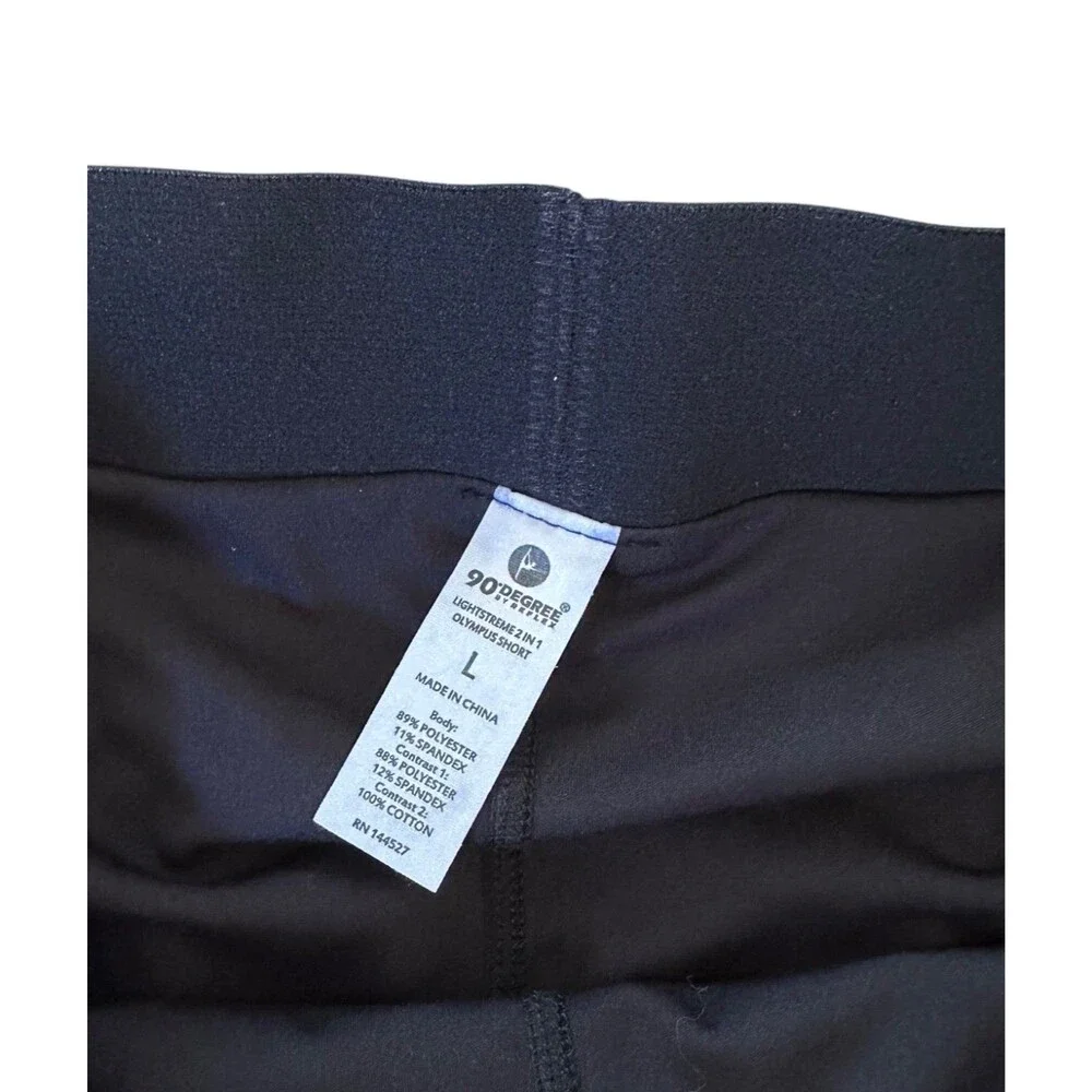 90 Degree by Reflex Women's Lightstreme 2 in 1 Olympus Running Shorts Sz L Black